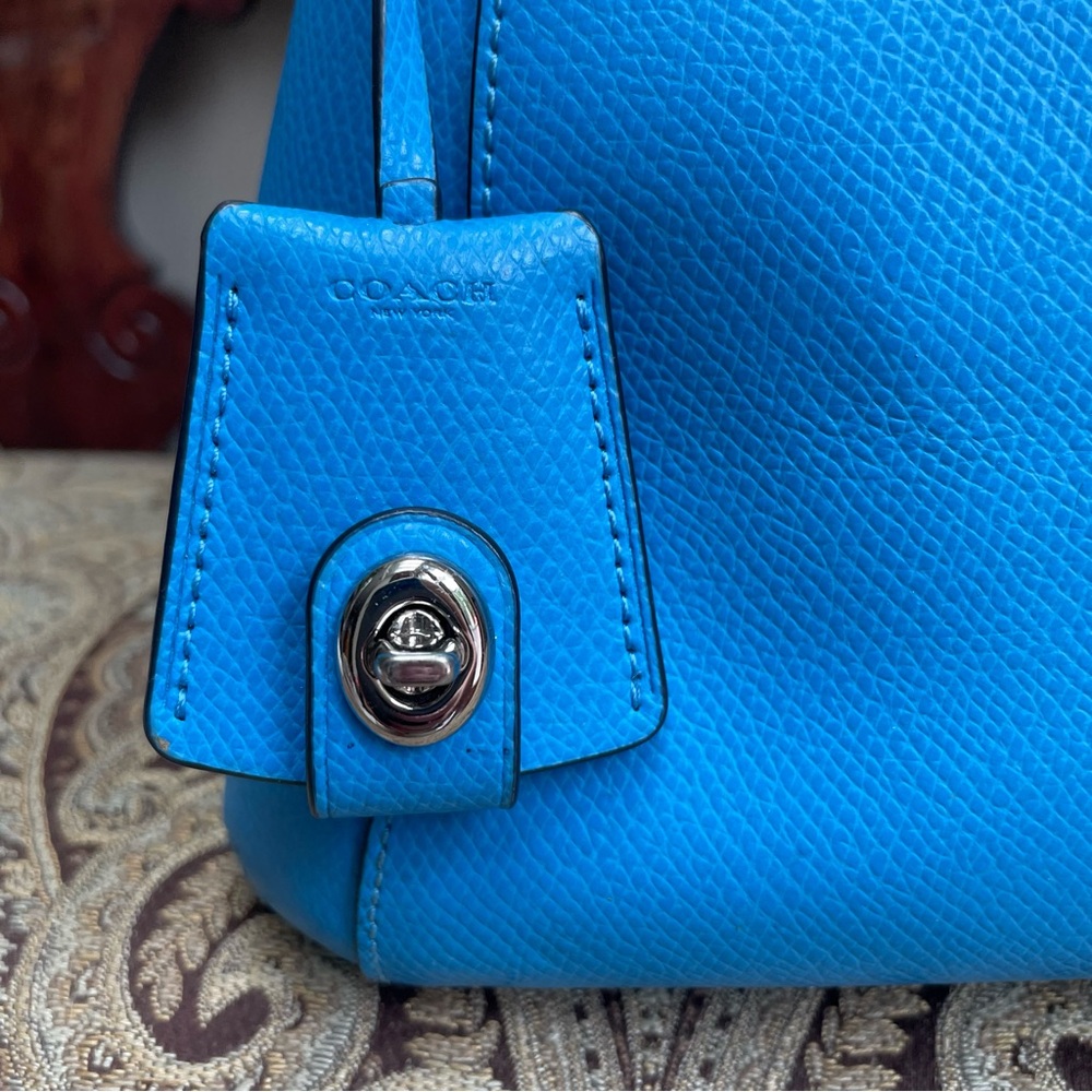 Coach Crossgrain Leather Margot Carryall Shoulder Bag Crossbody Sky Blue F34607 - Picture 4 of 16